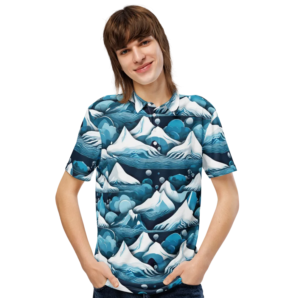 Azure Summit on Men's Slim Fit Polo Shirt — Front