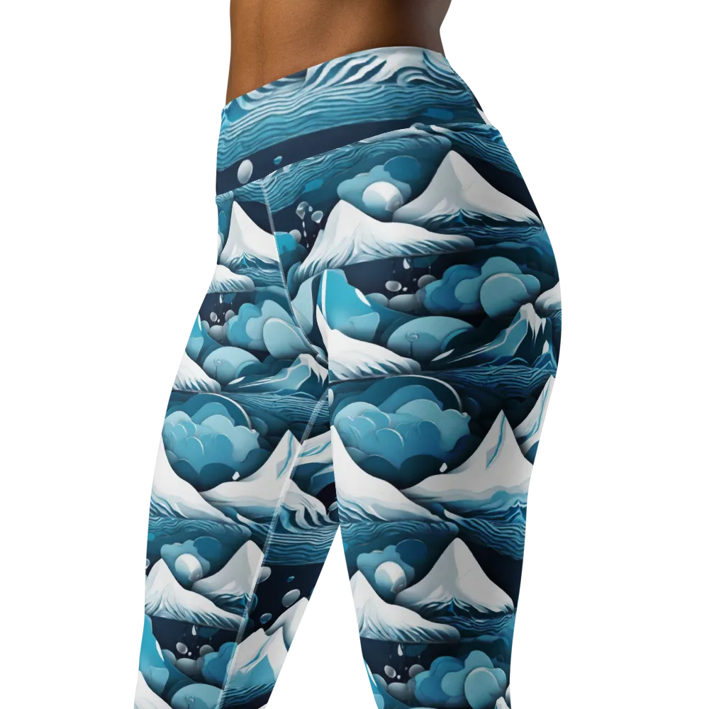 Azure Summit on Yoga Leggings — Left Front