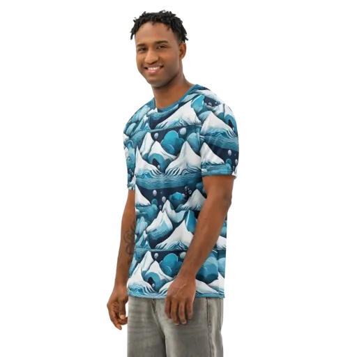 Azure Summit on a Men's Cotton Crew Neck T-Shirt
