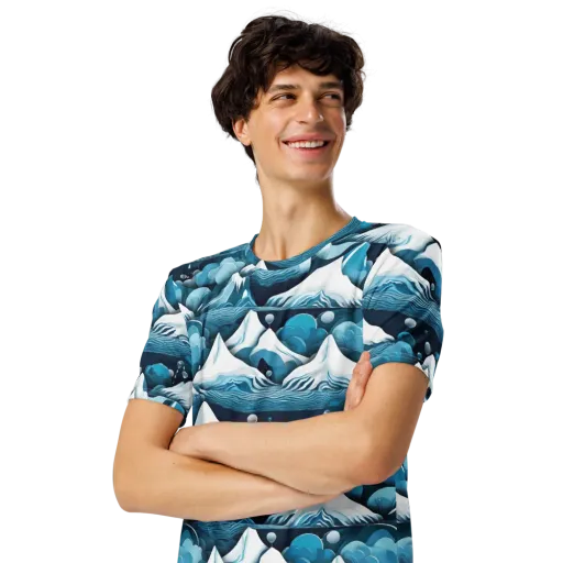 Azure Summit on a Men's Crew Neck T-Shirt