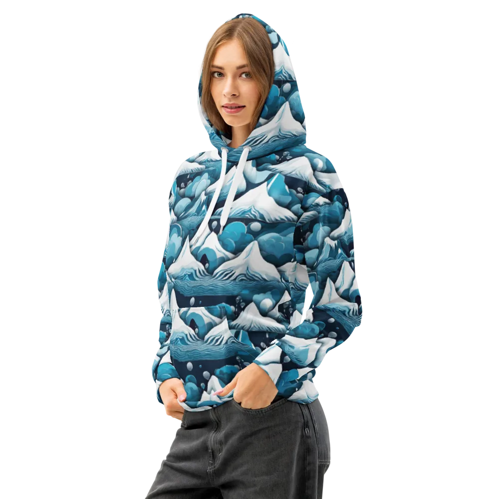 Azure Summit on Cotton Hoodie — Left Front