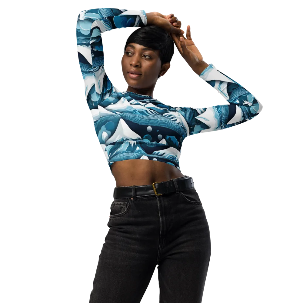 Azure Summit on Long Sleeve Crop Top — Front