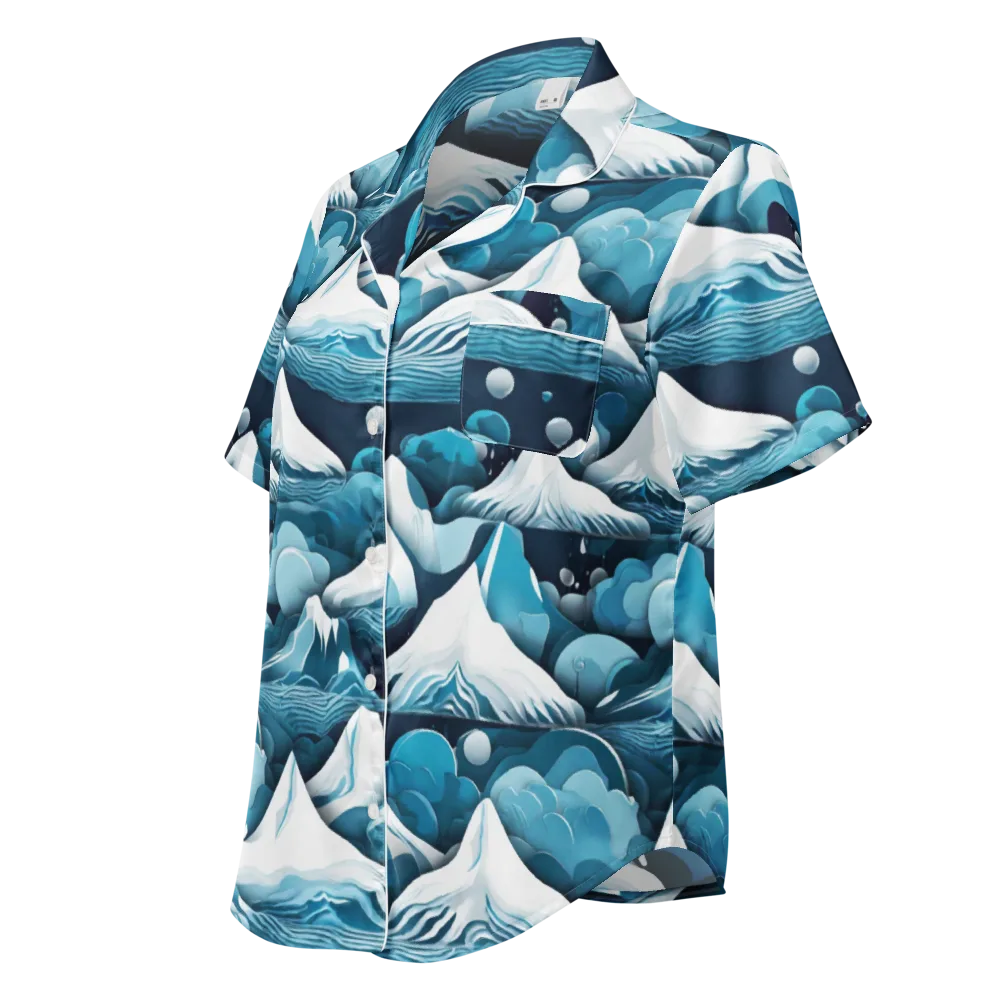 Azure Summit on Women's Short Sleeve Pajama Top — Left Front