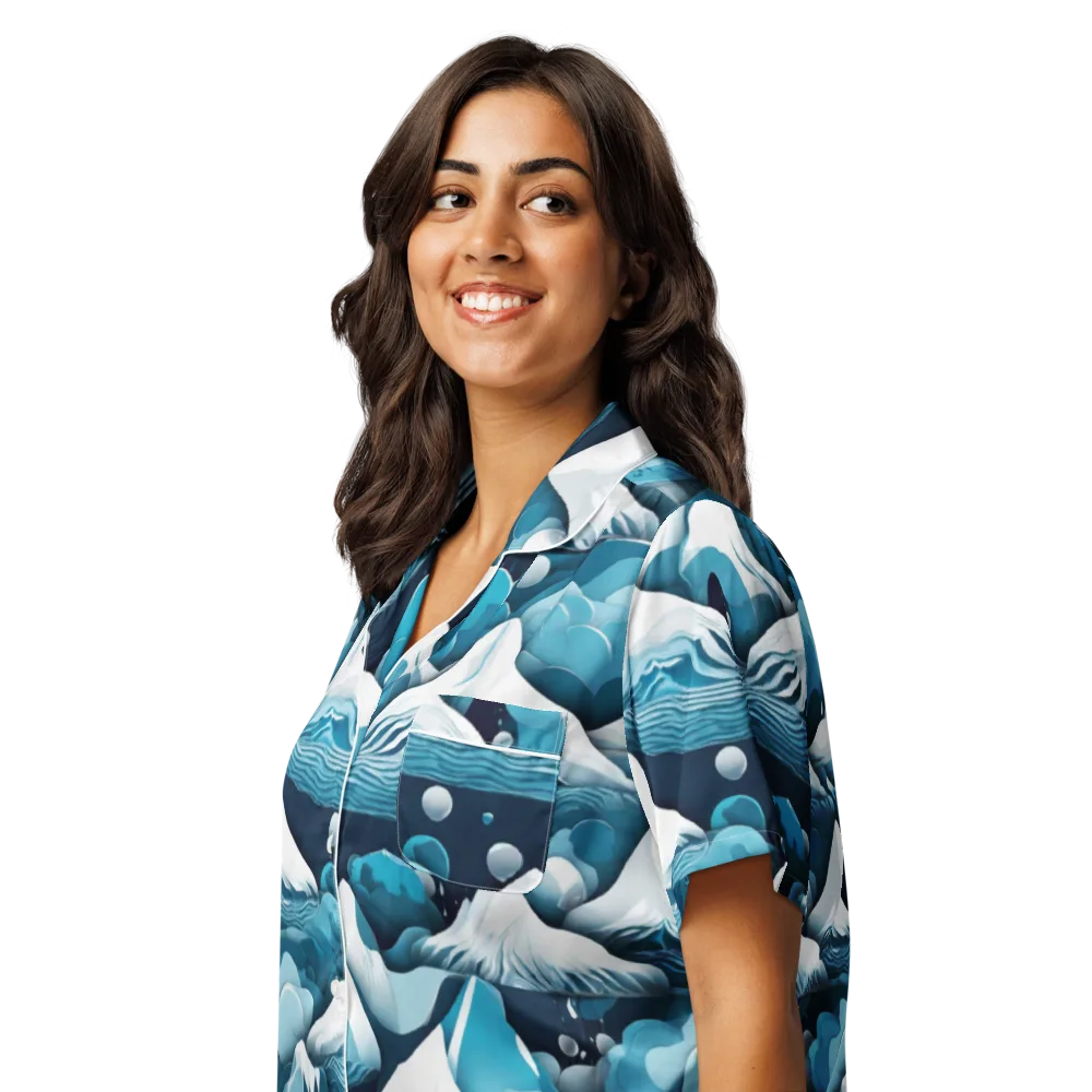 Azure Summit on Women's Short Sleeve Pajama Top — Left Front