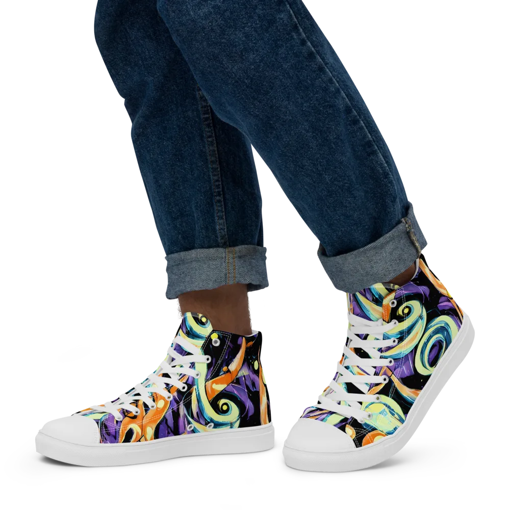 Dorothy's Whirl on Men's High Top Canvas Shoes — Left