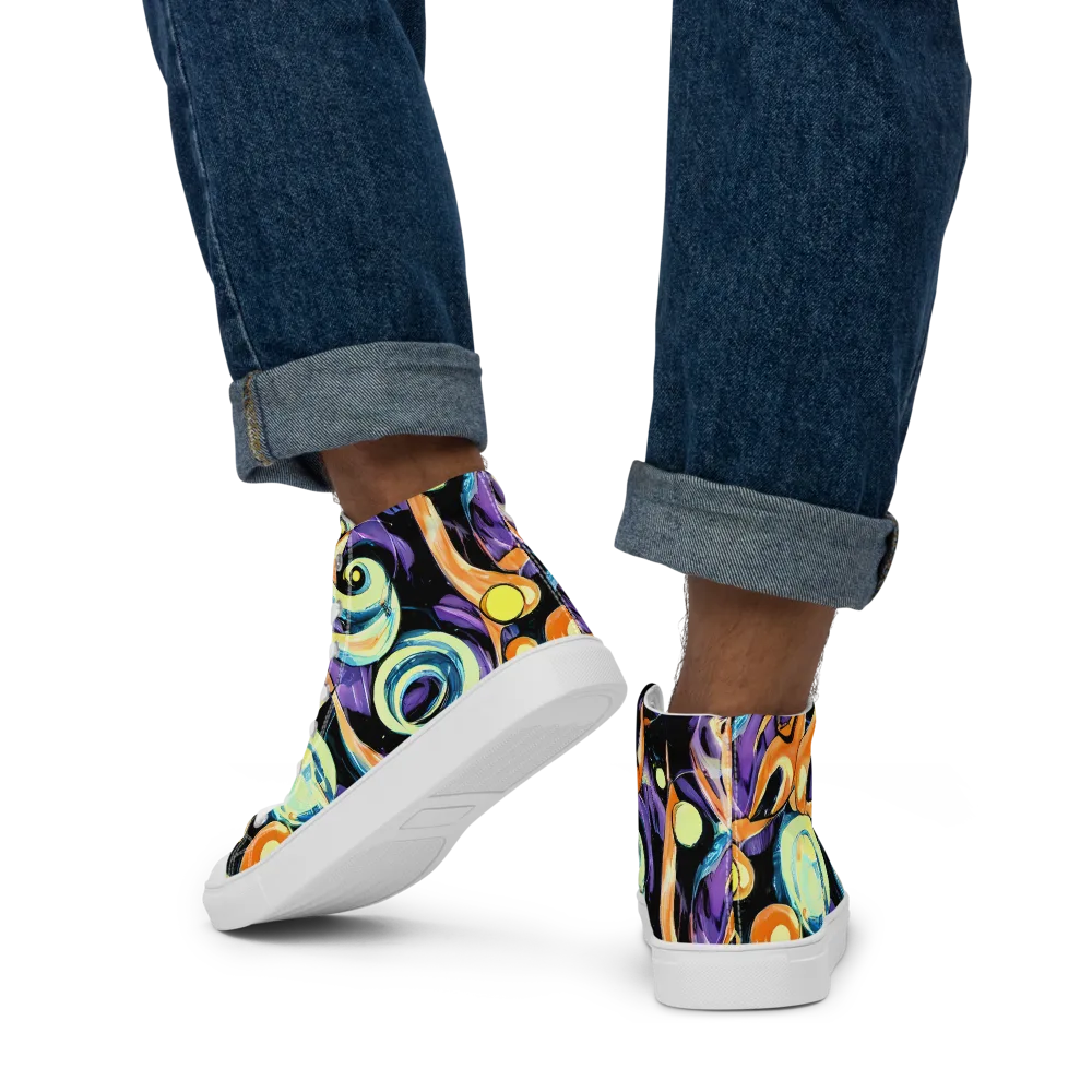 Dorothy's Whirl on Men's High Top Canvas Shoes — Back