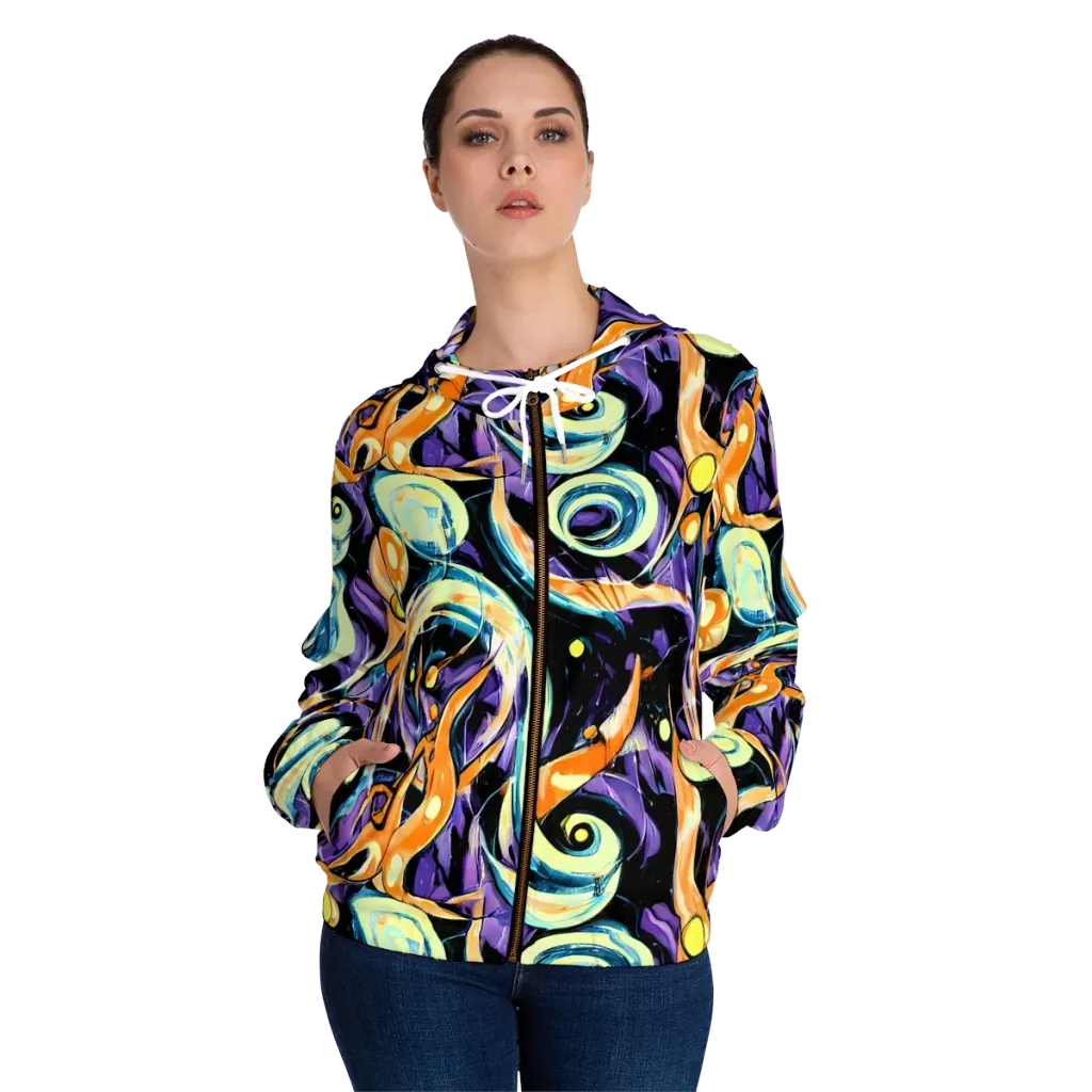 Dorothy's Whirl on Women's Full-Zip Hoodie — Front On Person