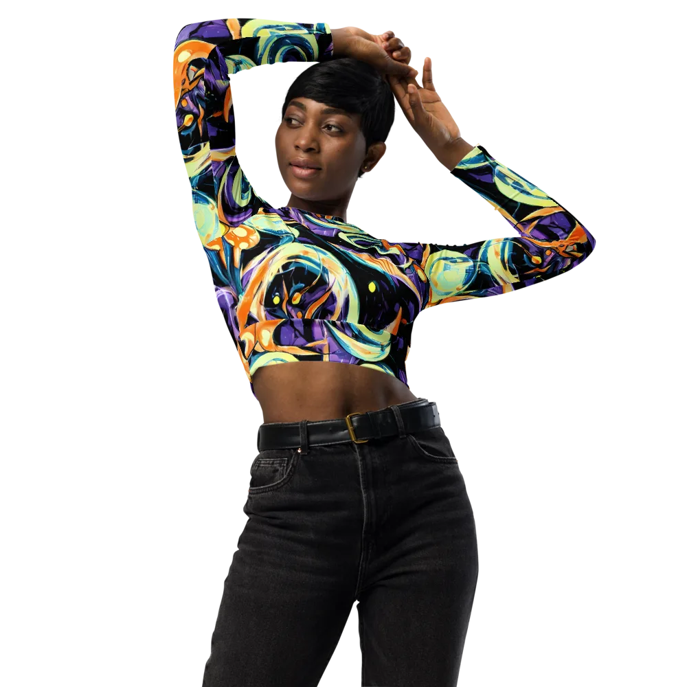 Dorothy's Whirl on Long Sleeve Crop Top — Front