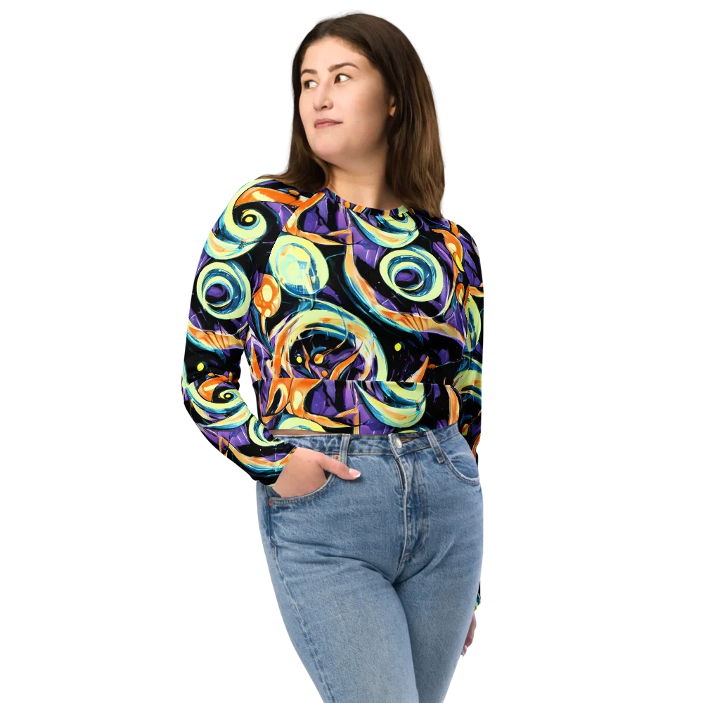 Dorothy's Whirl on Long Sleeve Crop Top — Front