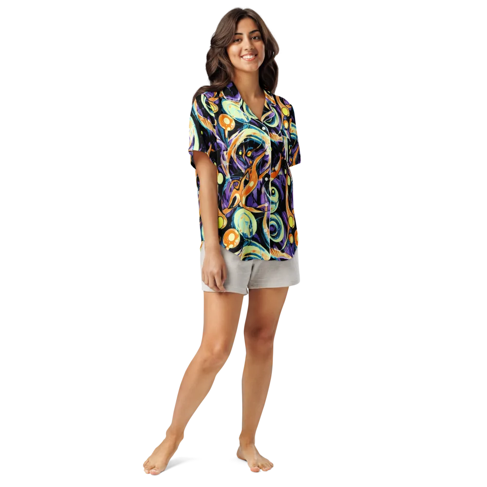 Dorothy's Whirl on Women's Short Sleeve Pajama Top — Front