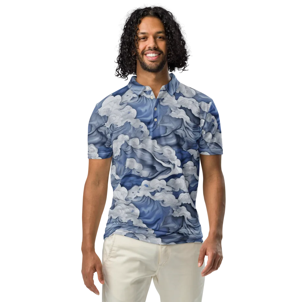 Blue Hour Tide on Men's Slim Fit Polo Shirt — Front