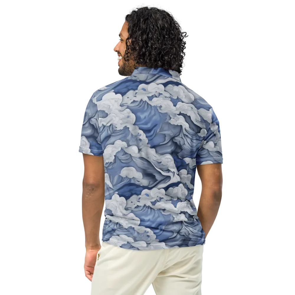 Blue Hour Tide on Men's Slim Fit Polo Shirt — Back