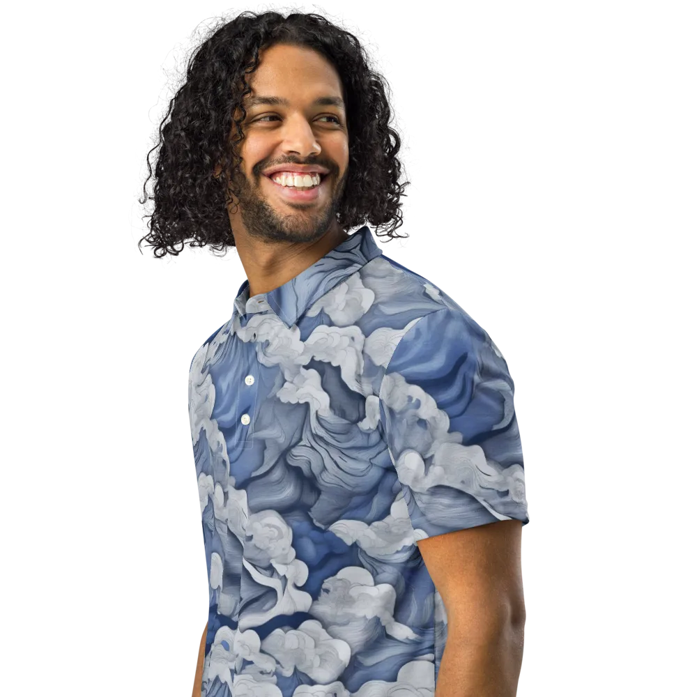 Blue Hour Tide on Men's Slim Fit Polo Shirt — Left Front