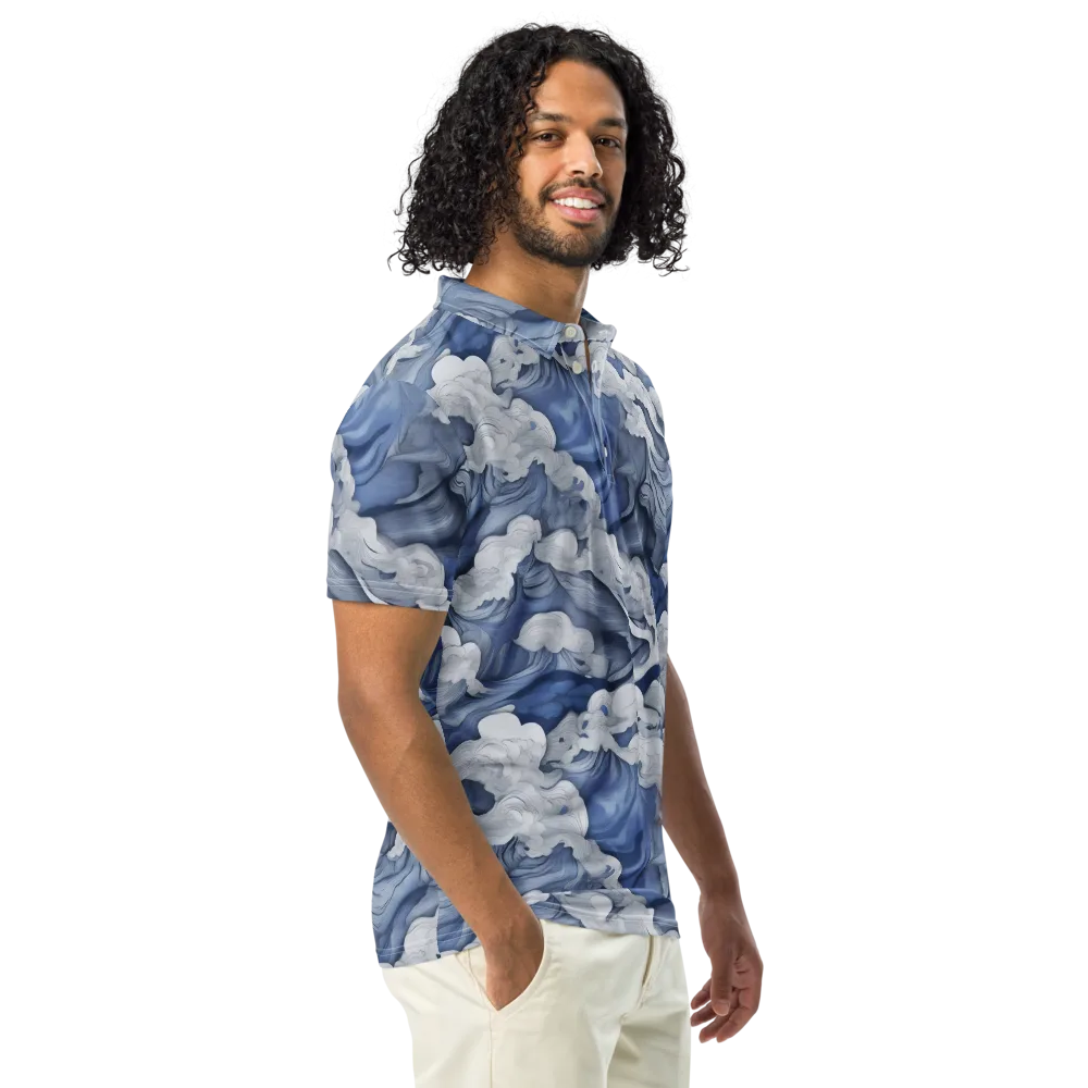 Blue Hour Tide on Men's Slim Fit Polo Shirt — Right Front