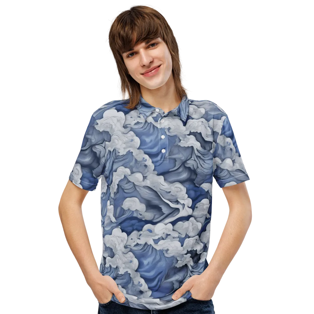 Blue Hour Tide on Men's Slim Fit Polo Shirt — Front