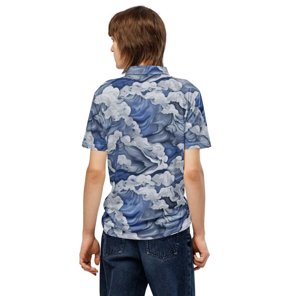 Blue Hour Tide on Men's Slim Fit Polo Shirt — Back
