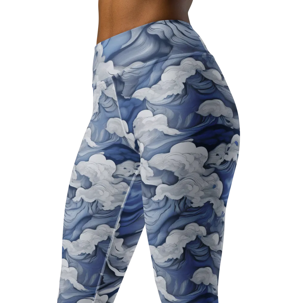 Blue Hour Tide on Yoga Leggings — Left Front