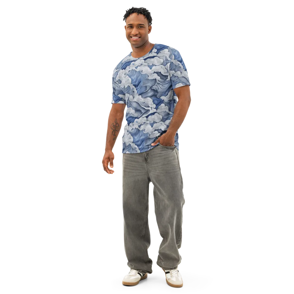 Blue Hour Tide on Men's Cotton Crew Neck T-Shirt — Front