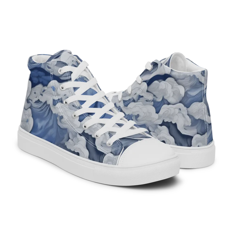 Blue Hour Tide on Men's High Top Canvas Shoes — Right