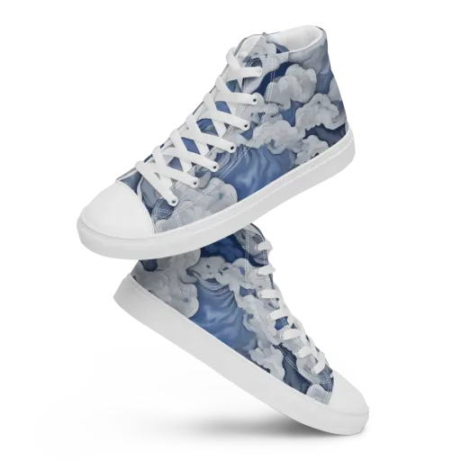 Blue Hour Tide on a Men's High Top Canvas Shoes