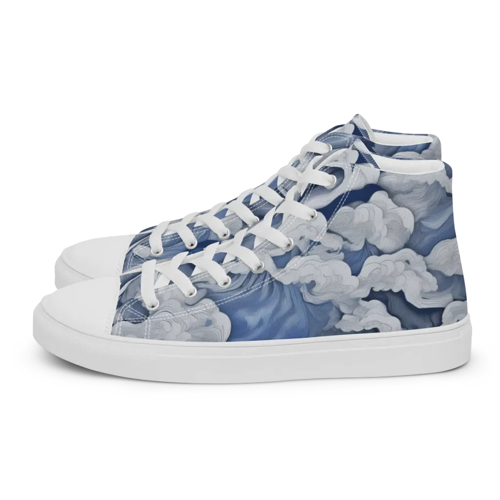 Blue Hour Tide on Women's High Top Canvas Shoes — Left