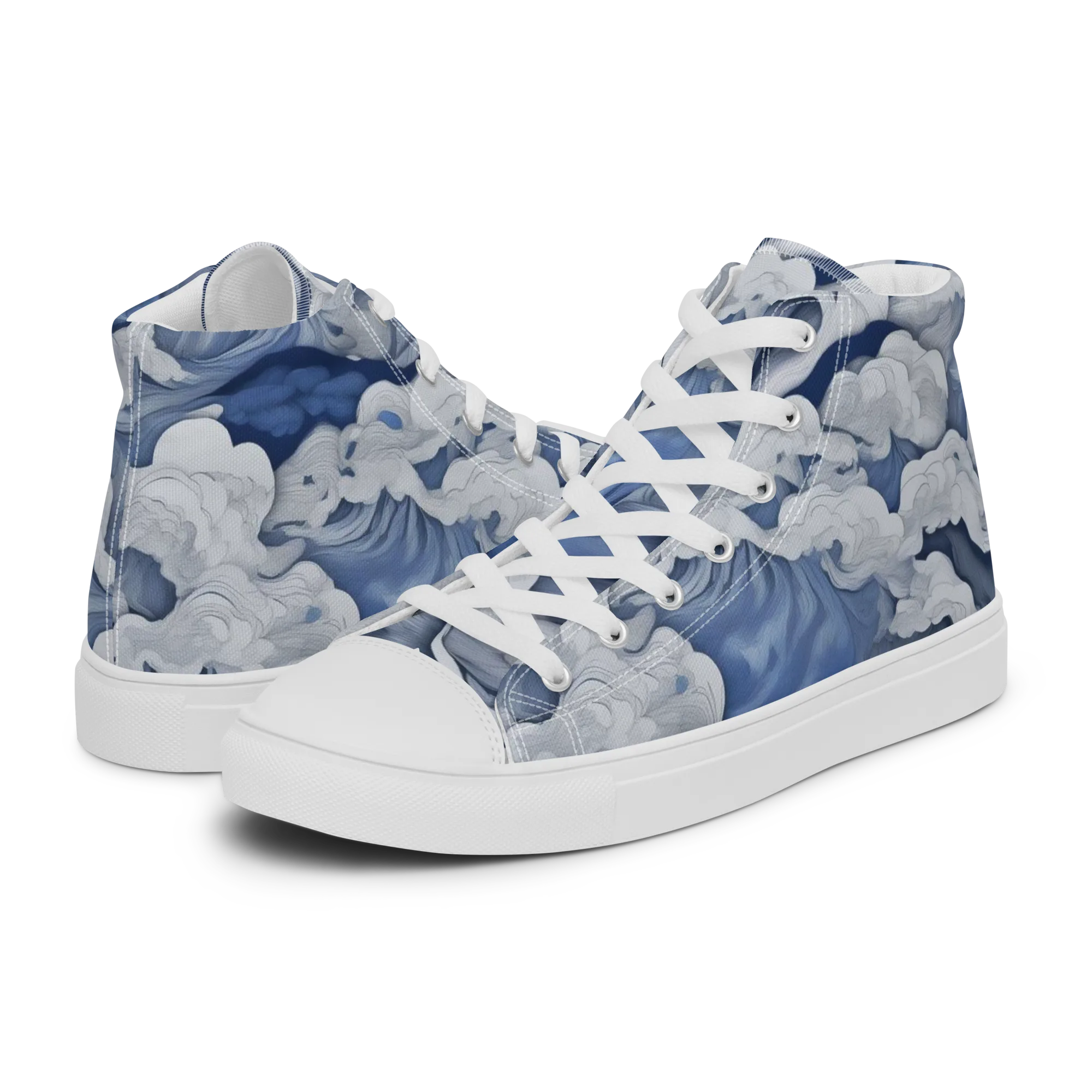 Blue Hour Tide on Women's High Top Canvas Shoes — Left