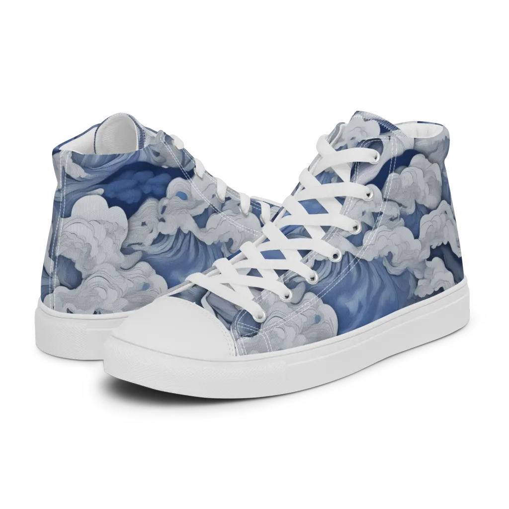 Blue Hour Tide on Women's High Top Canvas Shoes — Left