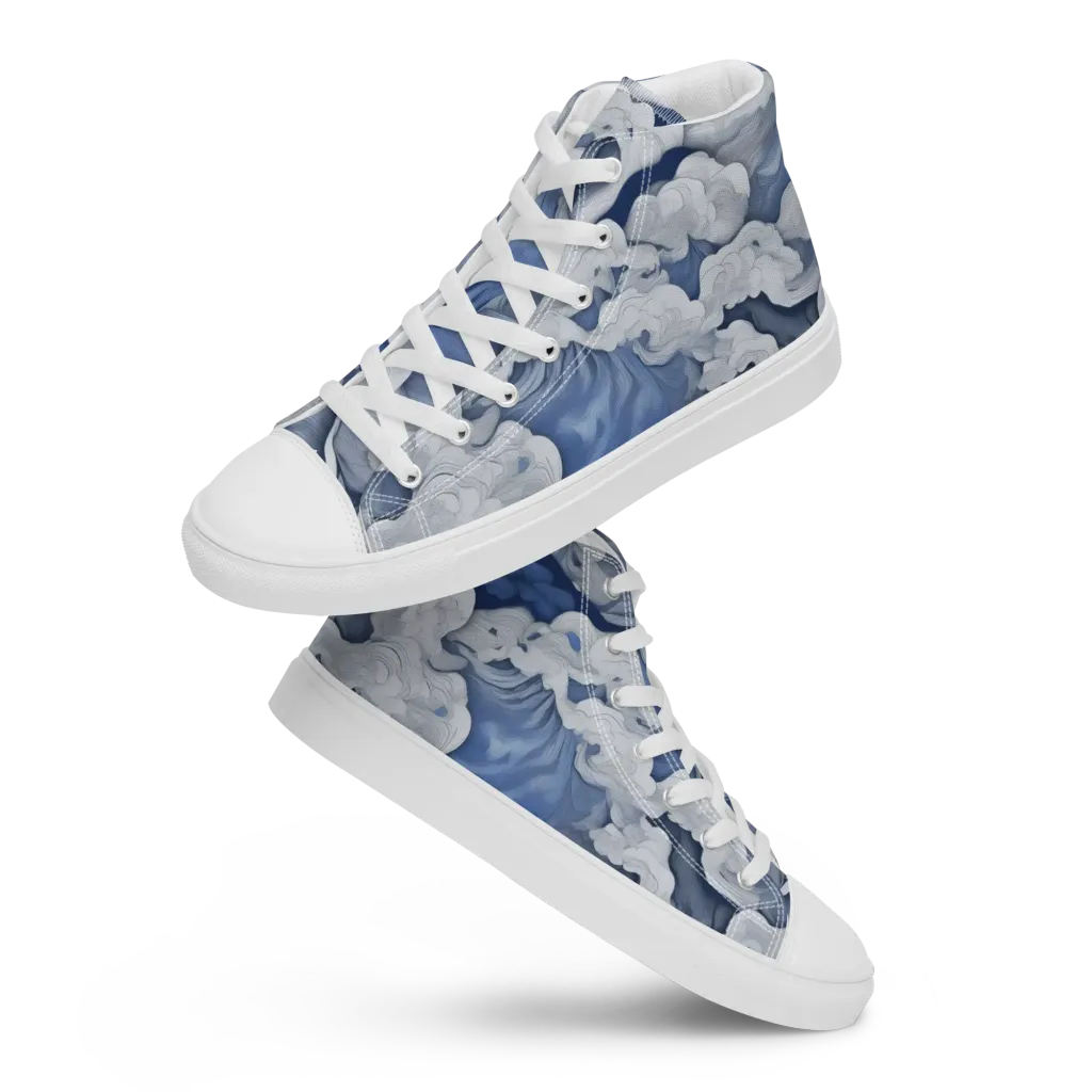 Blue Hour Tide on Women's High Top Canvas Shoes — Front