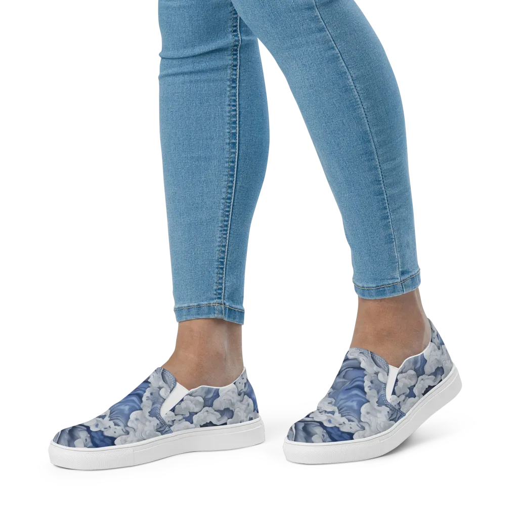 Blue Hour Tide on Women's Slip-On Canvas Shoes — Front