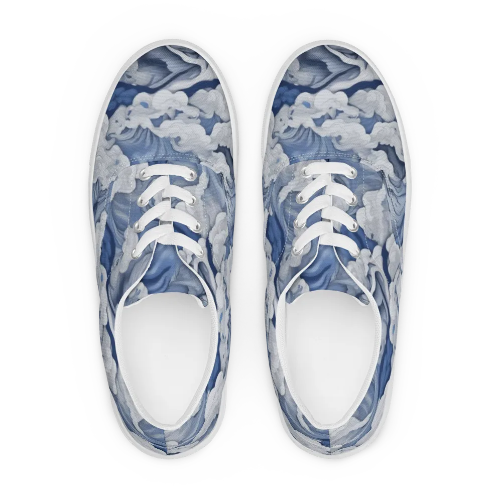 Blue Hour Tide on Men's Lace-Up Canvas Shoes — Front
