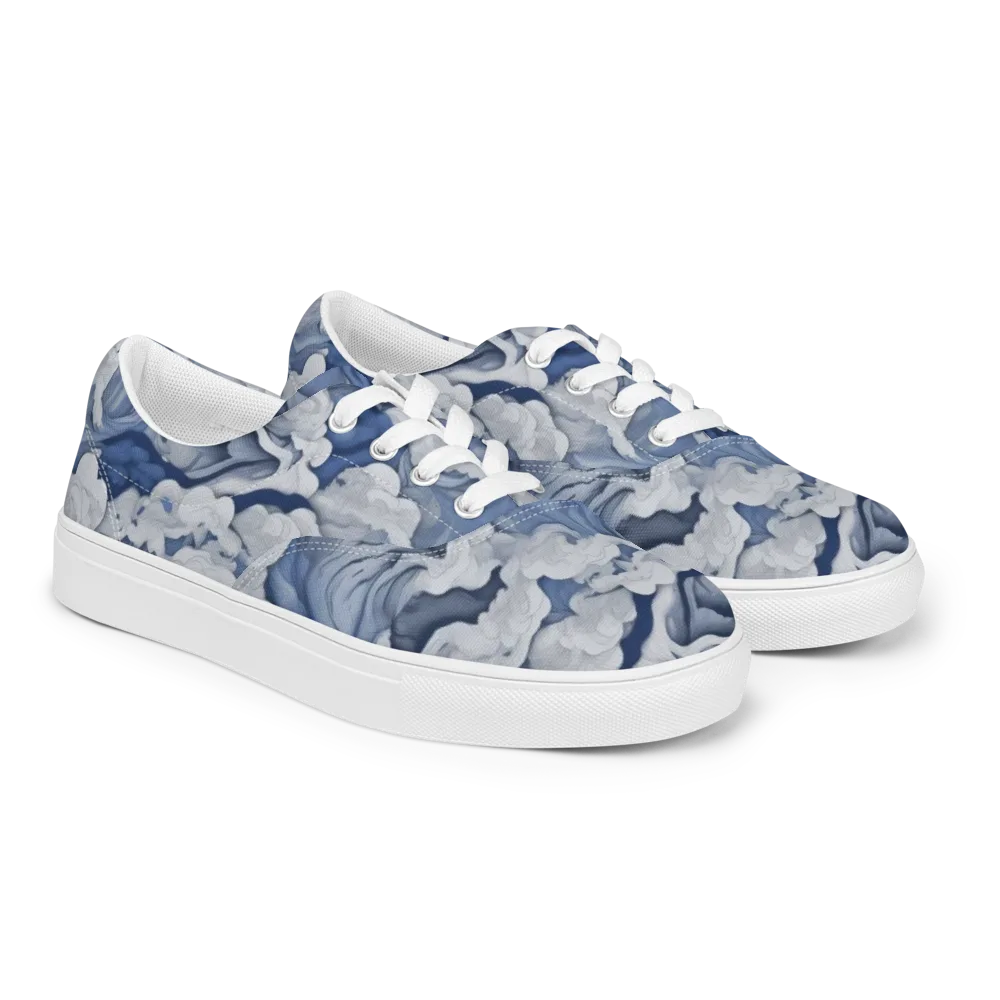 Blue Hour Tide on Men's Lace-Up Canvas Shoes — Right Front