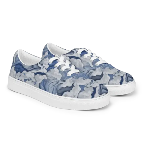 Blue Hour Tide on a Men's Lace-Up Canvas Shoes