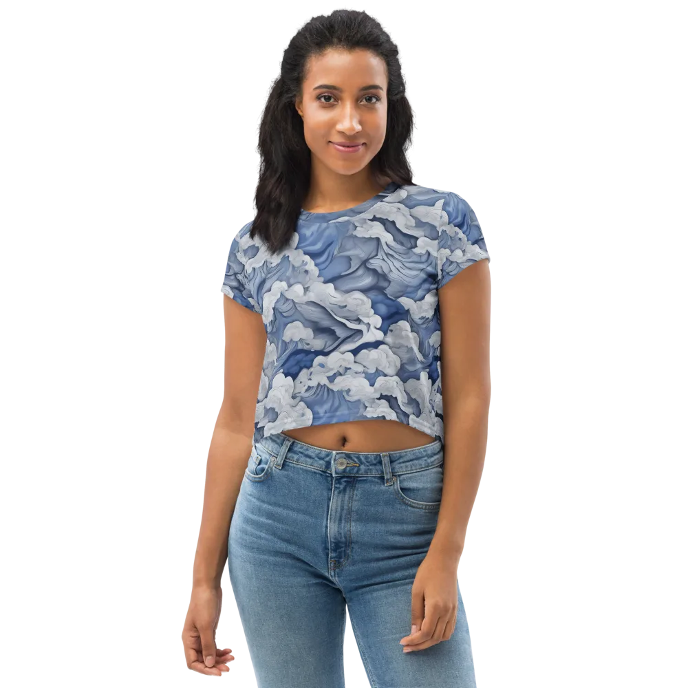 Blue Hour Tide on Crop Tee — Front