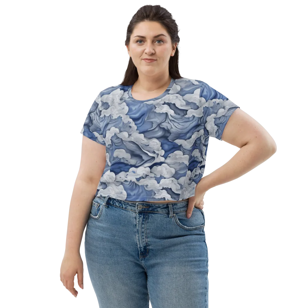 Blue Hour Tide on Crop Tee — Front