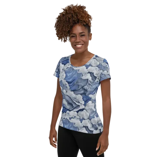 Blue Hour Tide on a Women's Athletic T-Shirt