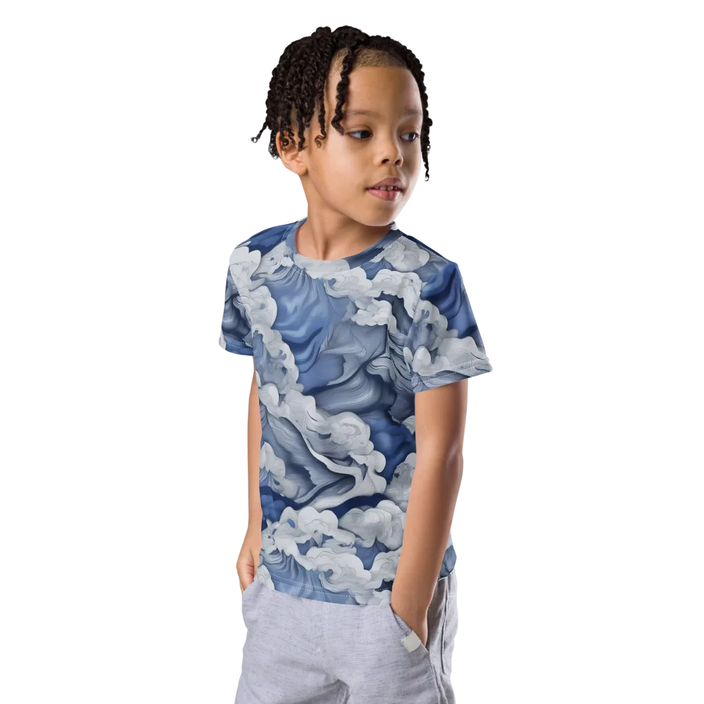 Blue Hour Tide on Kids Crew Neck T-Shirt — Left Front