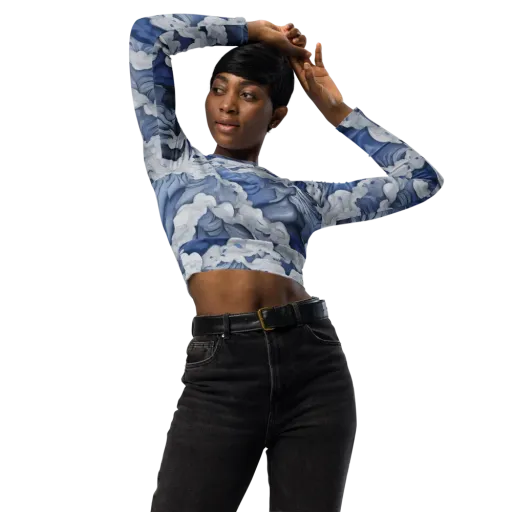 Blue Hour Tide on a Long Sleeve Crop Top