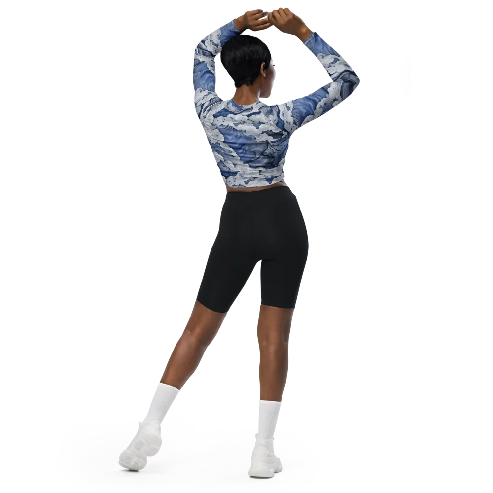 Blue Hour Tide on Long Sleeve Crop Top — Back