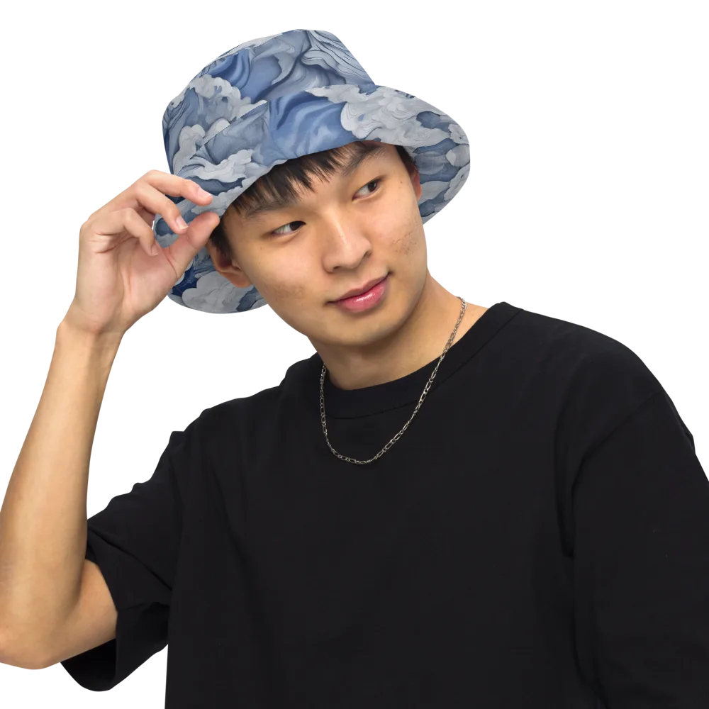 Blue Hour Tide on Reversible Bucket Hat — Front Inside
