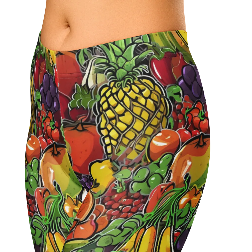 Tropical Market on Capri Leggings — Zoomed-in