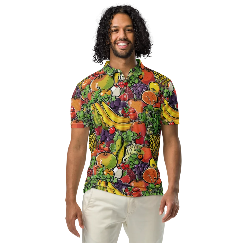 Tropical Market on Men's Slim Fit Polo Shirt — Front