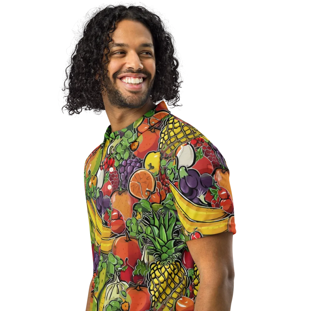 Tropical Market on Men's Slim Fit Polo Shirt — Left Front