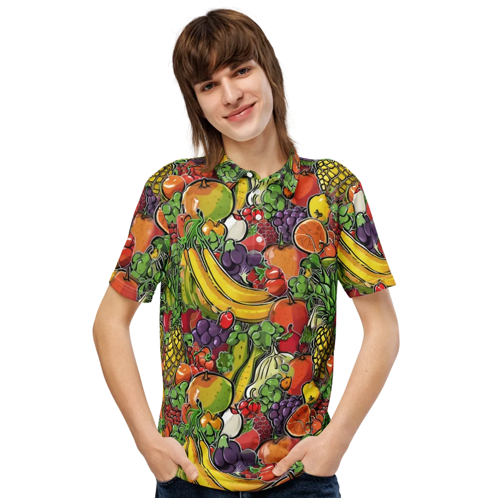 Tropical Market on Men's Slim Fit Polo Shirt — Front
