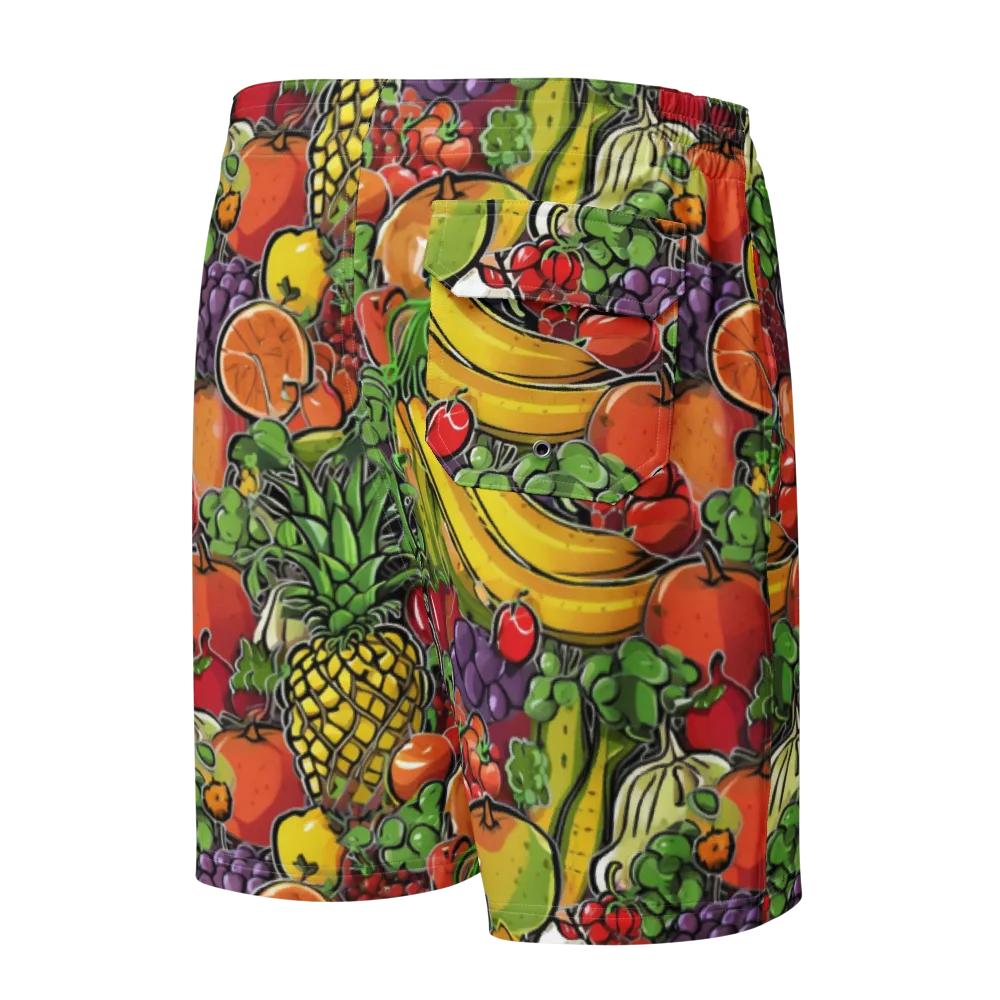 Tropical Market on Men's Board Shorts — Back