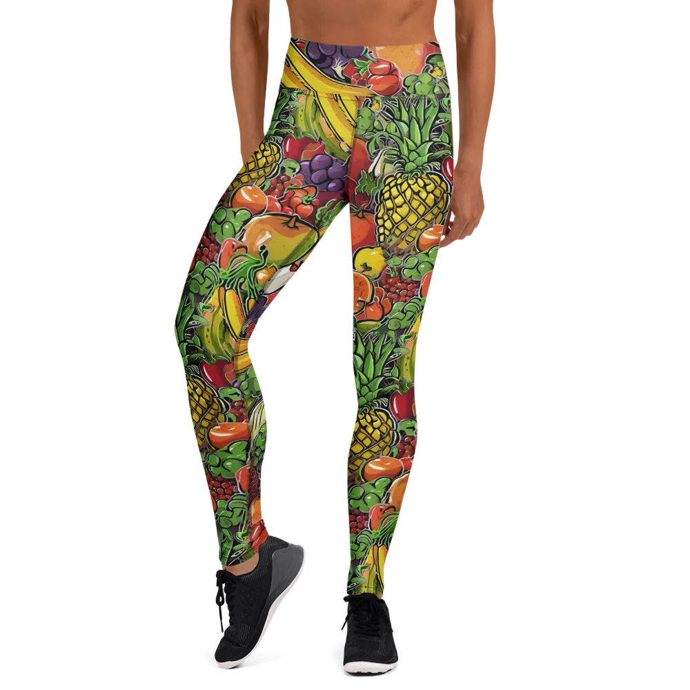 Tropical Market on Yoga Leggings — Front