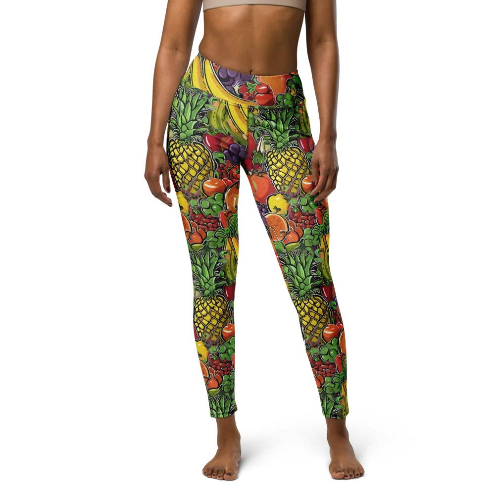 Tropical Market on Yoga Leggings — Front