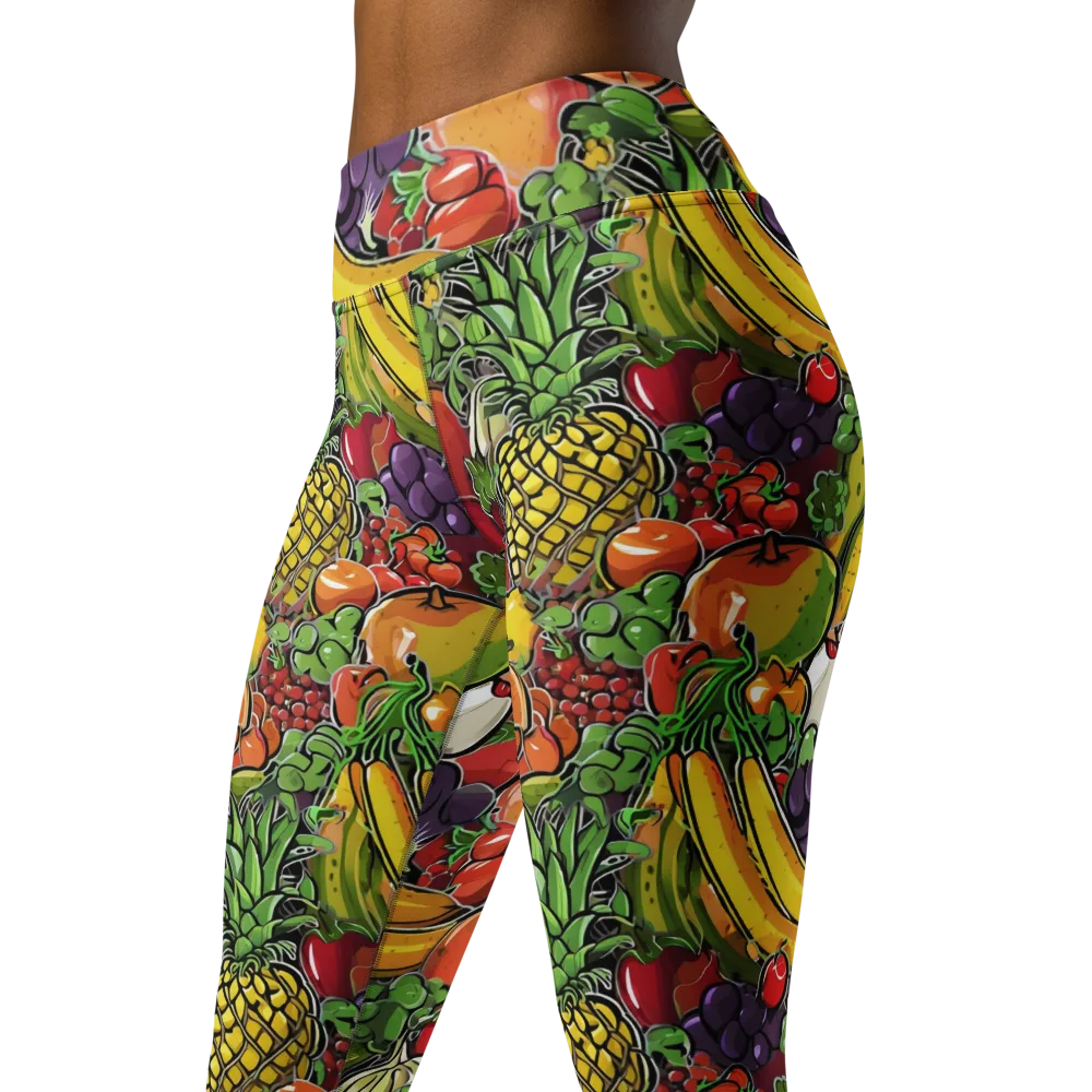Tropical Market on Yoga Leggings — Left Front