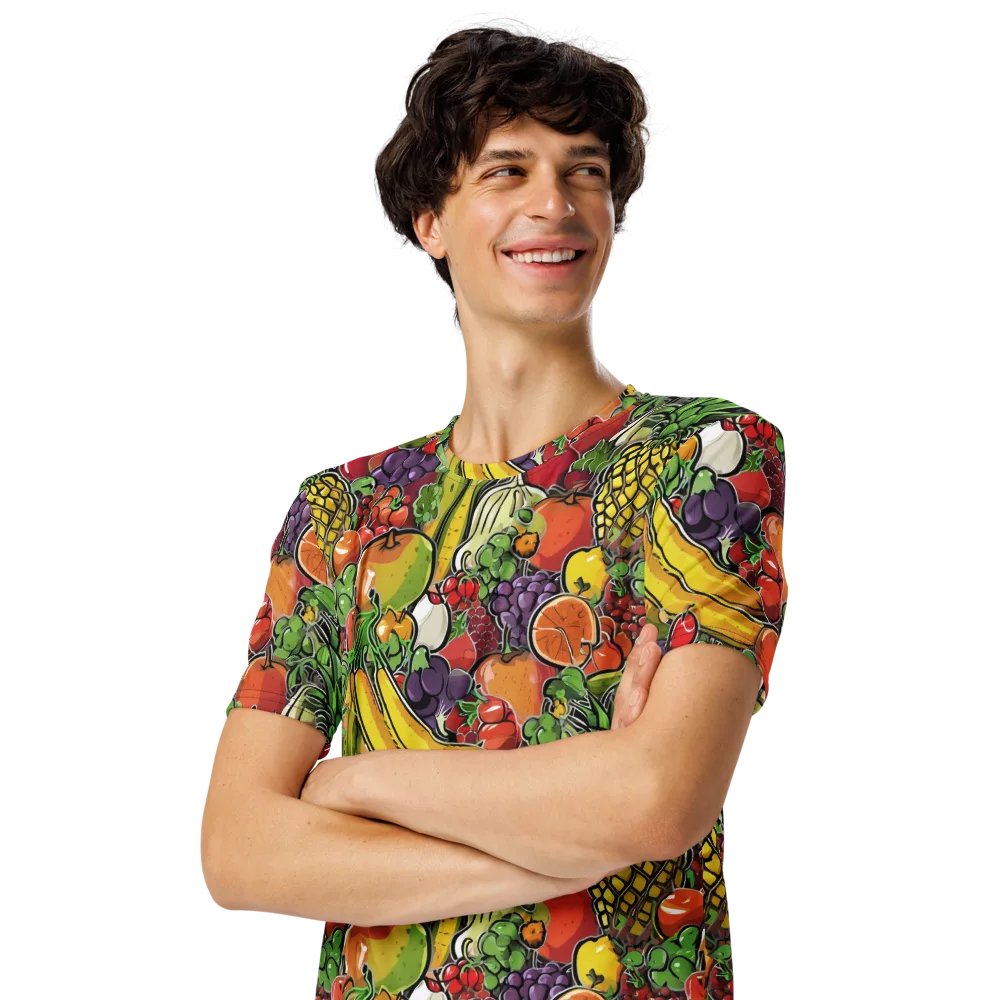 Tropical Market on Men's Crew Neck T-Shirt — Left Front