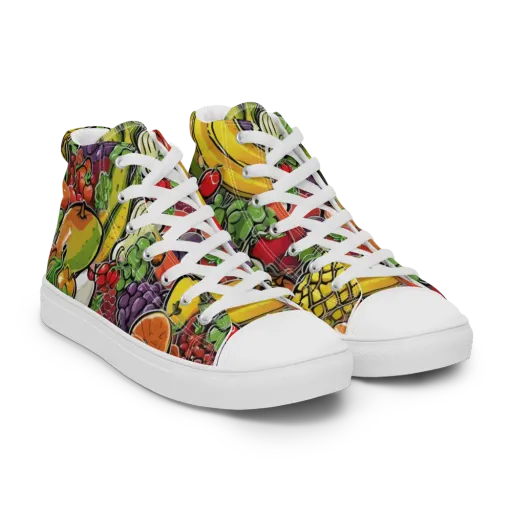 Tropical Market on a Men's High Top Canvas Shoes