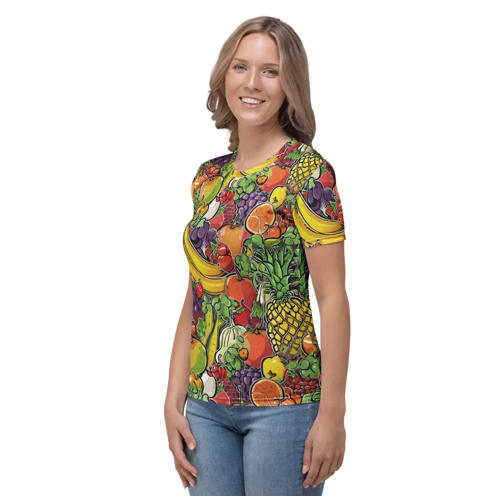 Tropical Market on Women's Crew Neck T-Shirt — Left